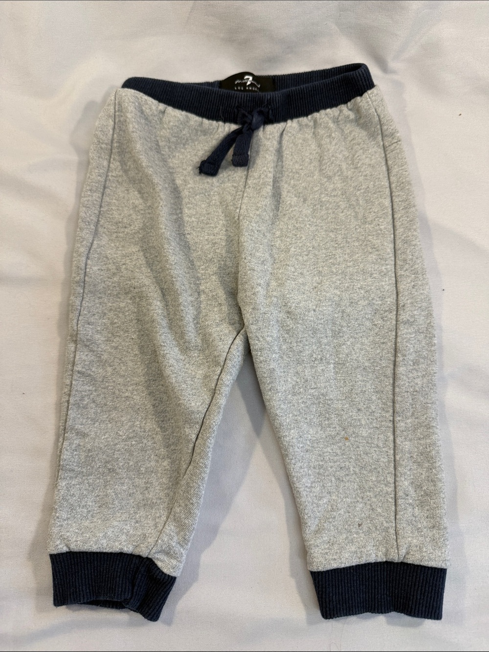 7 For All Mankind Grey Sweatpants with Navy Waistband & Cuffs